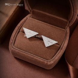 Fashion Designer Jewellery Stud Earring Triangle Earing Love Diamond Women Heart Earrings Gold Silver Party Wedding Prads Couple Gif274P