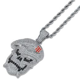 Hip Hop Jewellery Micro Pave Black Ops Skeleton Skull Pendant Necklaces Silver Cubic Zircon Iced Out Zircon Jewellery Male Gift243Y