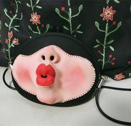 Evening Bags Personality Design Red Lipstick Face Shoulder Bag Cute Women Silica Gel Crossbody Summer Small Jelly Handbag Party Purse 231214