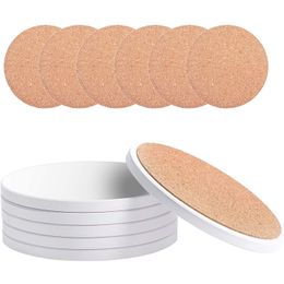 Sublimation Blanks Sublimation Blanks Coaster With Cork Backing Pads Round Absorbent Ceramic Stone Heat Transfer Cup Coasters Drop Del Dhdhw
