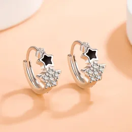 Dangle Earrings Wholesale S925 Sterling Silver Women Fashion Jewellery High Quality Crystal Zircon Simple Epoxy Star Gift For Girlfriend