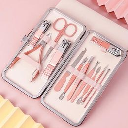 Nail Art Kits 10Pcs 12Pcs Pink Clipper Set Stainless Steel Sets Gift Portable Manicure Pedicure Eyebrow Scissors