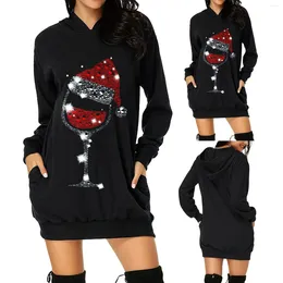 Casual Dresses Fashion Christmas Dress Women's Pocket Hoodie Women High Street Plus-size Blouse Hooded Loose Sweatshirt Pullover