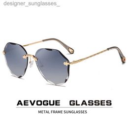 Sunglasses AEVOGUE Sunglasses For Women ladies Rimless Diamond cutting Lens Brand Designer Ocean Shades Vintage Sun Glasses AE0637L231214