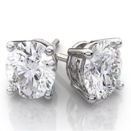 4CT 14k White Gold Round Lab Created Diamond Earrings Basket Solitaire Studs2870