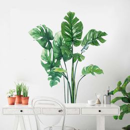 Tropical Green Leaves Monstera Plant Wall Stickers for Living Room Bedroom Wall Decals Beautiful Vinyl Stickers Wallpaper Murals