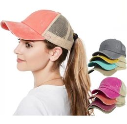 11 color Criss Cross Ponytail Hat Washed Cotton Snapback Caps Messy Bun Summer Sun Visor Outdoor baseball cap Party hat7926504