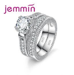 White Bridal Wedding Ring Set Jewelry Promise CZ Stone Wedding Rings for Women Original Silver Jewelry9210299