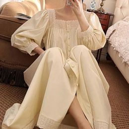 Women's Sleepwear Women Victorian Night Dress Spring Autumn Pure Cotton Long Sleeve Peignoir Vintage Nightgowns Princess Nightwear