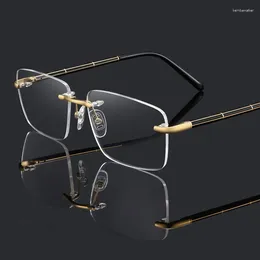 Sunglasses Frames Pure Titanium Rimless Glasses Frame Men Brand Designer Optical Prescription Eyeglasses Square Myopia Reading Eyewear Grade