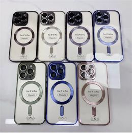 For IPhone14Pro Phone Case Magnetic Absorption Electroplating Transparent Built-in Lens Film For iPhone 13 Full Protective Case