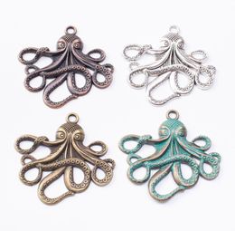 20pcs 5557MM Vintage bronze antique Silver Colour copper octopus charms metal pendant for bracelet earring necklace diy jewelry2861431