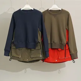 Women's Hoodies 2023 Autumn Casual Sports All-match Jacket Design Sense Splicing Pullover Safari Style Sweatshirt For Women Y4347
