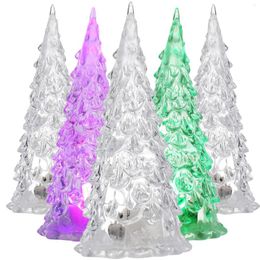 Christmas Decorations 5pcs Acrylic Tree Colourful LED Night Light Luminous Festival Xmas Year Party Desktop Decoration