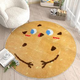 Carpets Cute Cartoon Bedroom Decor Plush Rug Thicker Round Children's Floor Mat Home Washable Carpet Fluffy Soft For Living Room