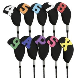 10pc Neoprene Golf Iron Club Head Cover Protector Simple Sand Wedge Golf Club Iron Headcover Number Printed 48-60 Degree 231213