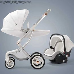 Strollers# Strollers# New Luxury Baby Stroller 3 In 1 Baby Carriage with Car Seat Eggshell Newborn Baby Stroller Leather Baby Carriage High Landscape Q231116 Q231215