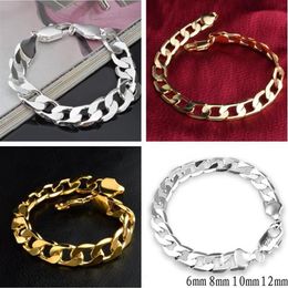 fashion man woman plating 18k gold 925 Silver 6mm 8mm 10mm 12mm 11 Bracelet Mark 925 18k227W