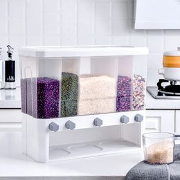 Kitchen Storage Organization Dry Food Dispenser 5-Grid Cereal Dispensers Food Storage Container Kitchen 231213