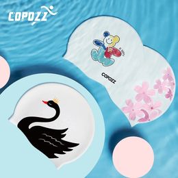 Swimming caps COPOZZ Women Men Silicone Swim Pool Hat Ear Protect Long Hair Large Swim Cap Adults Professional Sports Waterproof Swimming Cap 231213