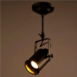 Loft Vintage LED Track Lights Wrought Iron Ceiling Lamps Clothing Bar Spotlight Industrial American Style Rod Spot Lighting328O