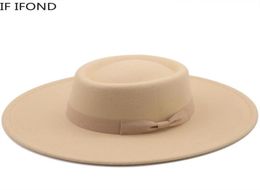 Classic British Winter Warm Wool Jazz Fedoras Hat For Men Women039s Wide Brim Felt Hats Ladies Dress Whole3784367