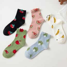 Women Socks 1Pairs Wholesale Fashion Soft Funny Fruit Pattern Cotton Hosiery Watermelon Tomato Art Painting