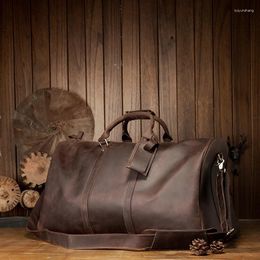 Briefcases Men's Vintage Cowhide Office Messager Briefcase Genuine Leather Soft Shoulder Bag Handmade Big Capacity Laptop Handbag