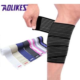 1pcs 9075cm powerlifting elastic bandage leg compression calf knee support strap wraps band brace sports safety74404354715828