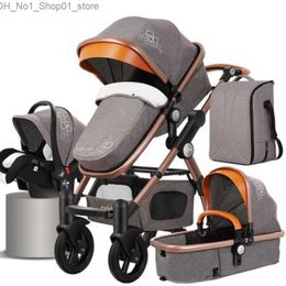 Strollers# Luxurious Baby Stroller 3 in 1 Newborn Portable Travel Stroller High Landscape Fold Baby Carriage for 0-36 Months Trolley294q Q231215