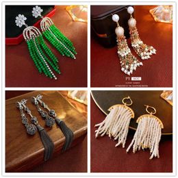 Dangle Earrings 1 Pair Zircon Flower Ball Beaded Tassel Exaggerate Small Fashion Retro Personalized