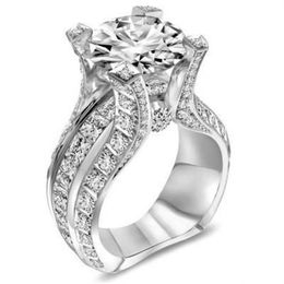 Wind luxury lady copper wedding ring plating platinum set zircon imitation diamond Jewellery whole S181016072185