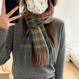 Scarves Wool Versatile Plaid Scarf For Women And Men In Winter Warm Cashmere Double-sided Couples
