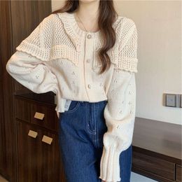 Hollow Knit Cardigan For Women's Autumn 2022 Round Neck Design With A Unique Casual And Gentle Jacket Sweater For Women