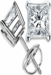 258Ct Princess Cut Solitaire VVS1D Lad Diamond Earrings 14K Solid White Gold Plated Studs5523203