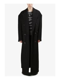 Men's Jackets Super long loose woolen coat men's fall shoulder profile side slit autumn and winter classic top 231214