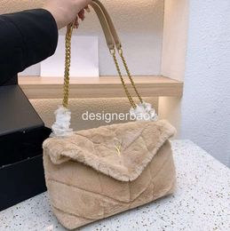 2023 Shoulder Bags furry designer bag tote Winter Fur Puffer Chain luxury handbag woman Soft Warm Lou shoulder pochette purse