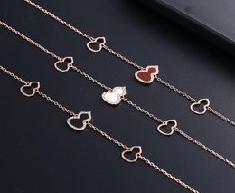 luxury brand gourd designer charm bracelets for women white red black shell shining crystal bling diamond 18K gold simple bracelet9715559