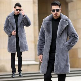 Men's Fur Faux winter thermal fashion imitation fur coat men's long mink large size jacket 231213