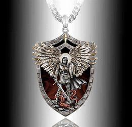 Exquisite Fashion Warrior Guardian Holy Angel Saint Michael Pendant Necklace Unique Knight Shield Anniversary Gift290x8785396
