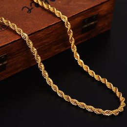 18 k Fine Solid G F Gold Necklace 31inch Hip hop Rock Rope Clasp Chain Fashion jewelry lengthening Men Women224J