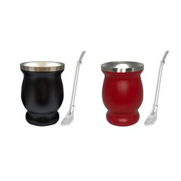 Tea Cups Insulation Gourd Cup Mate Straw Set Stainless Steel Double Wall Yerba Kitchenware Teaware 231214