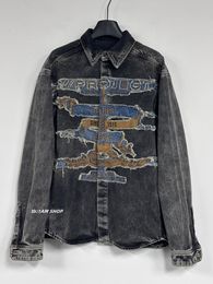 Y/Project 23FW Show Style Patch Giacca di jeans ricamata con bomber in cotone con giacca ampia lavata