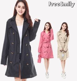 Smily Fashion Brand Big Size Women Thin Poncho Ladies Waterproof Long Slim Raincoat Adults Rain Coat With Belt Y2003247729962