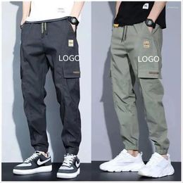 Men's Pants Custom LOGO Joggers Cargo Multi-pocket Elastic Waist Male Casual Hip Hop Streetwear Sweatpants Pencil Trousers