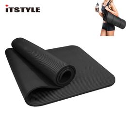 ITSTYLE 10mm NBR Exercise Yoga Mat Extra Thick High Density Fitness with Carrying Strap for Pilates Workout2649826