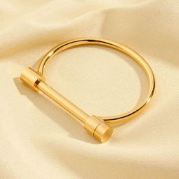 Bangle UILZ Minimalist Design Stainless Steel Bangles For Women D-shape Shackle Screw Cuff Wrist Band Bracelet Female Charm Jewellery
