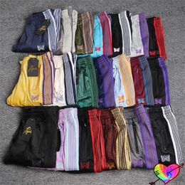 Men's Pants 2022 Multicolor Needles Sport Pants Men Women 1 1 High Quality Multi Embroidered Butterfly Stripe Needles Pants AWGE Trousers T231214