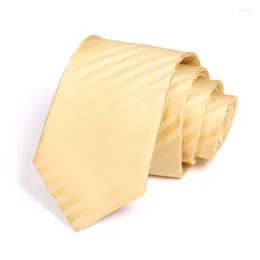 Bow Ties Arrivals Classic Striped Tie For Men Gold 7CM High Quality Mens Business Suit Work Necktie Male Fashion Formal Neck