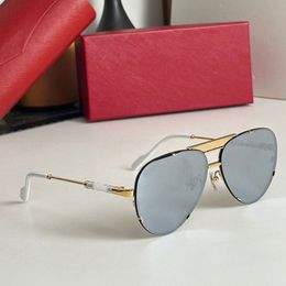 2024 season Mens brand designer brand sunglasses CT0436 mens womens classic pilot metal frame white leg mirror lens UV400 fashionable sunglasses with original box